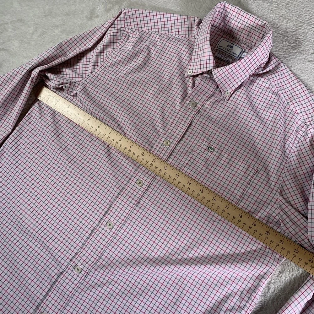 Southern Tide Shirt‎ Mens Medium Red Check Intercoastal Stretch Button Down LS